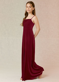 Azazie Solange Junior Burgundy A-Line Velvet Dress image3