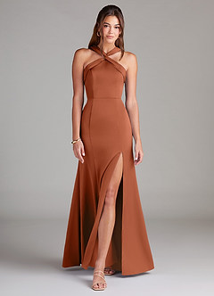 Azazie Rue Bridesmaid Dresses Cedar Rose A-Line Pleated Stretch Satin Dress image3