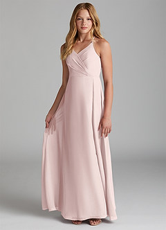 Azazie Davis Junior A-Linie Chiffon Kleid Zartrosa image3