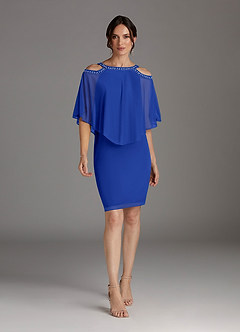 Azazie Junibee Mother of the Bride Dresses Royal Blue Sheath Sequins Mesh Dress image1