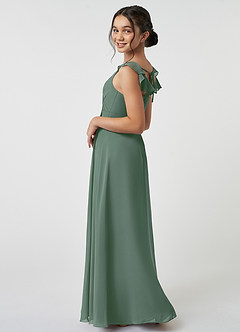 Azazie Amada Junior Eucalyptus A-Line Ruched Chiffon Dress image4