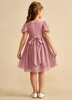 Azazie Jolie Blumenmädchenkleider A-Linie mit ärmel Chiffon Kleid Altrosa image2