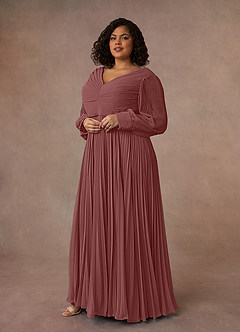 Azazie Zina Mother of the Bride Dresses Desert Rose A-Line Pleated Chiffon Dress image9
