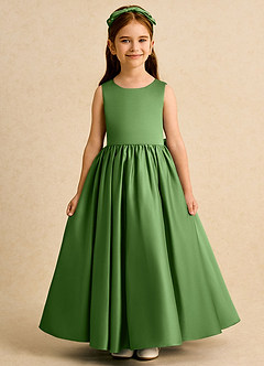 Azazie Nellia Flower Girl Klänningar Klä A-Line i Matt satäng Rosett image2