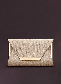 front Elegant Glitter Flap Clutch