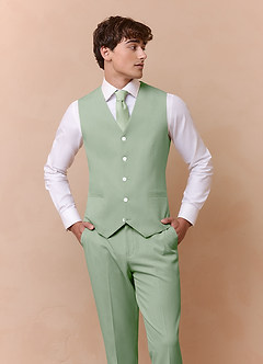 front James Dusty Sage Structured Stretch 3-piece suit