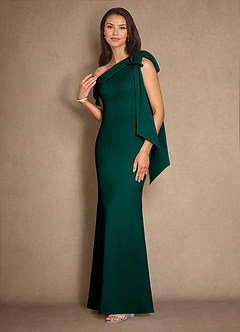Azazie Myers Mother of the Bride Dresses Pine Mermaid Pleated Stretch Crepe Dress image4