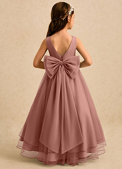 Azazie Seraphina Blumenmädchenkleider A-Linie Plissee Tüll Kleid Zedernrose image2
