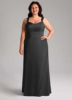 Azazie Denice Bridesmaid Dresses Black Sheath Pleated Stretch Satin Dress image8