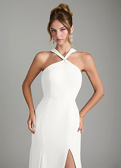 Azazie Rue Bridesmaid Dresses White A-Line Halter Chiffon Dress image3
