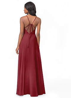 Azazie Everleigh Brautjungfernkleider A-Linie Herzchen Gefaltet Chiffon Kleid Granatapfelrot image2