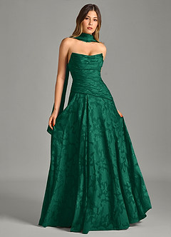 Azazie Gabriela Bridesmaid Dresses Emerald A-Line Strapless Floral Burnout Dress image7