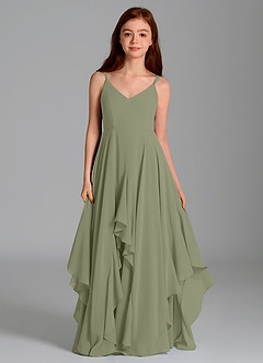 Azazie Karan Junior Pistachio A-Line Chiffon Dress image4