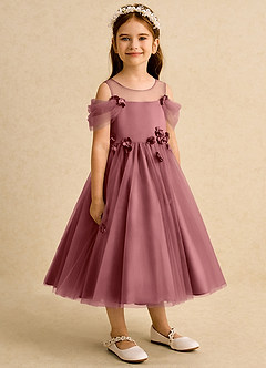 Azazie Juni Jurken voor bloemenmeisjes Baljurk Jurk van Tule Geplooid Amethist image8