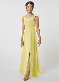Azazie Amada Junior Agave A-Line Ruched Chiffon Dress image3
