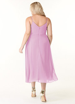 Azazie Clarissa Robes de demoiselle d'honneur Robe Trapèze en Mousseline de soie Col en V Rose Bonbon image8