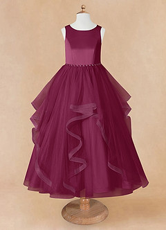 Azazie Sofia Robe Demoiselle D'honneur Fillette Robe Trapèze en Tulle Perlé Mûre image8