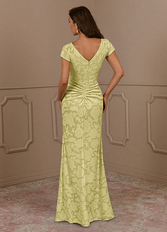 Azazie Roya Mother of the Bride Dresses Lemon Sorbet Mermaid Ruched Floral Burnout Dress image4