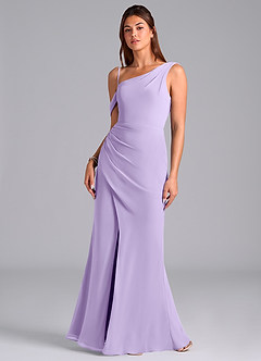 Azazie Madelyn Bridesmaid Dresses Lilac Mermaid One Shoulder Chiffon Convertible Dress image4