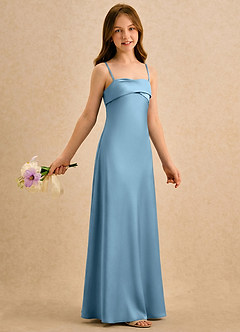 Azazie Mirabella Girls Formal Flower Girl Klänningar Klänning Tubklänning i Stretch Satin Hjärtformad urringning image4