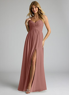 Azazie Alia Bridesmaid Dresses Cedar Rose A-Line Pleated Chiffon Dress image3