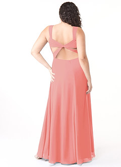 Azazie Nahrin Brudtärnklänningar Klänning av A-Line i Chiffong V-ringad plisserad Korall image8
