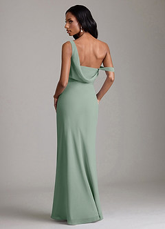Azazie Madelyn Bridesmaid Dresses Silver Sage Mermaid One Shoulder Chiffon Convertible Dress image2