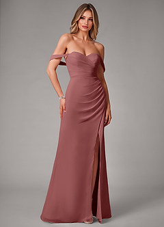 Azazie Haisley Jurken voor bruidsmeisjes Converteerbaar Jurk van Chiffon met Kolom Off the Shoulder Amethist image3