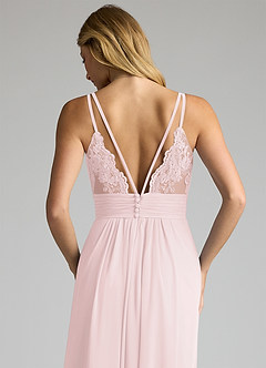 Azazie Maren Allure Abiti da Damigella Abito A-Line in Chiffon con Scollo a V in Pizzo Rosa Rossore image2