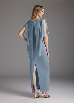 Azazie Aspyn Mère de la mariée Robes Robe Fourreau en Maille Perlé Bleu Poussiéreux image14