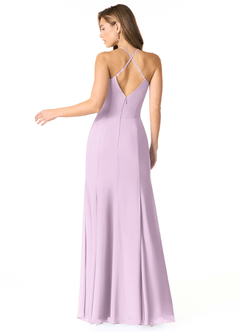 Azazie Carolina Bridesmaid Dresses Frosted Lilac Mermaid Ruched Chiffon Dress image3
