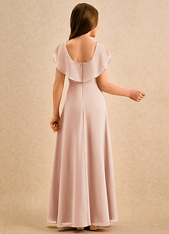 Azazie Kittie Girls Formal Robe Demoiselle D'honneur Fillette Robe Trapèze en Mousseline de soie Rose Anglais image2