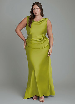 Azazie Kieryn Robes de demoiselle d'honneur Robe Sirène en Satin extensible Plissé Citronnelle image7