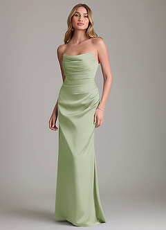 Azazie Lucille Bridesmaid Dresses Dusty Sage Mermaid Strapless Stretch Satin Convertible Dress image1