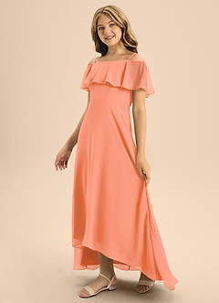 Azazie Maggie Junior Sunset A-Line Off the Shoulder Chiffon Dress image4