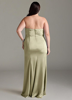 Azazie Yola Bridesmaid Dresses Pistachio Sheath V-Neck Pleated Stretch Satin Convertible Dress image10