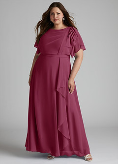 Azazie Aaliyah Modest Bridesmaid Dresses A-Line Scoop Pleated Chiffon Floor-Length Dress image6