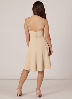 Azazie Kalie Junior Champagne A-Line with Belt Chiffon Dress image2