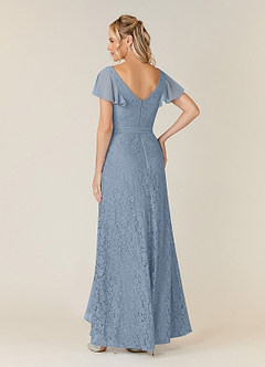 Azazie Knox Mother of the Bride Dresses Dusty Blue A-Line V-Neck Chiffon Dress image4