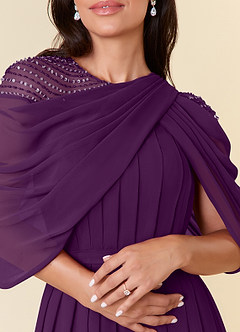 Azazie Olena Mother of the Bride Dresses Grape A-Line Sequins Chiffon Dress image5