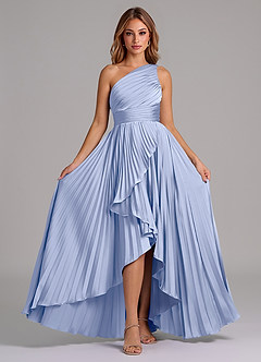 Azazie Lyrica Bridesmaid Dresses Ice A-Line One Shoulder Stretch Satin Dress image6