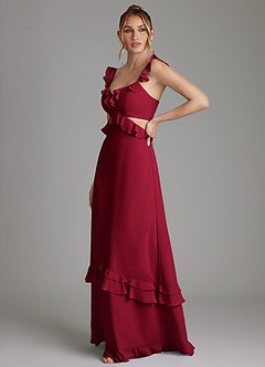 Azazie Malaya Bridesmaid Dresses Burgundy A-Line Corset Chiffon Dress image5