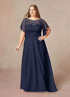 Azazie Cavell Mother of the Bride Dresses Dark Navy A-Line Sequins Mesh Dress image10