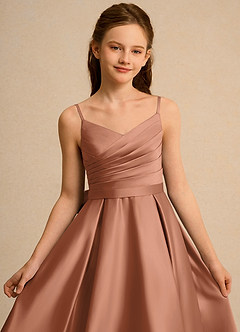 Azazie Sweets Junior Formal Flower Girl Klänningar Klä A-Line i Matt satäng Plisserad image6