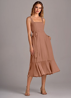 Azazie Deb Abiti da Damigella Abito Convertibile A-Line in Chiffon Con Tasche Bronzo image4