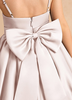 Azazie Davine Flower Girl Dresses Rose Petal A-Line Spaghetti Strap Matte Satin Dress image10