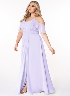 Azazie Dakota Bridesmaid Dresses Lilac A-Line V-Neck Pleated Chiffon Dress image8