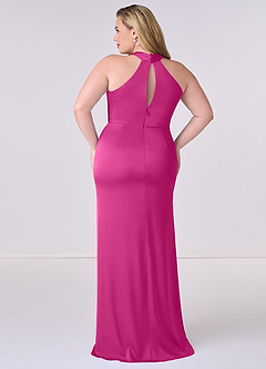 Barbie ♥ Azazie Bridesmaid Dresses Fuchsia Sheath Stretch Satin Dress image8