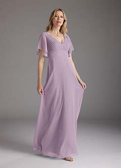 Azazie Alessa Final Sale Wisteria A-Line V-Neck Pleated Chiffon Dress image4