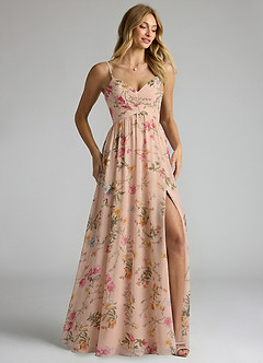 Azazie Alia Brautjungfernkleider A-Linie Plissee Chiffon Kleid Rosenblüten image2